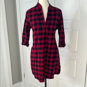 Flamingo Urban Red Black Buffalo Plaid Dress Holiday Fall Thanksgiving Christmas